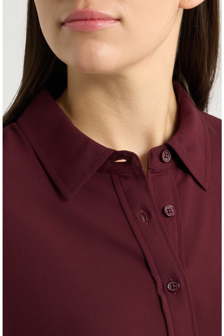 Petite Long Sleeve Clean Front Shirt, Alternate, color, BAROLO
