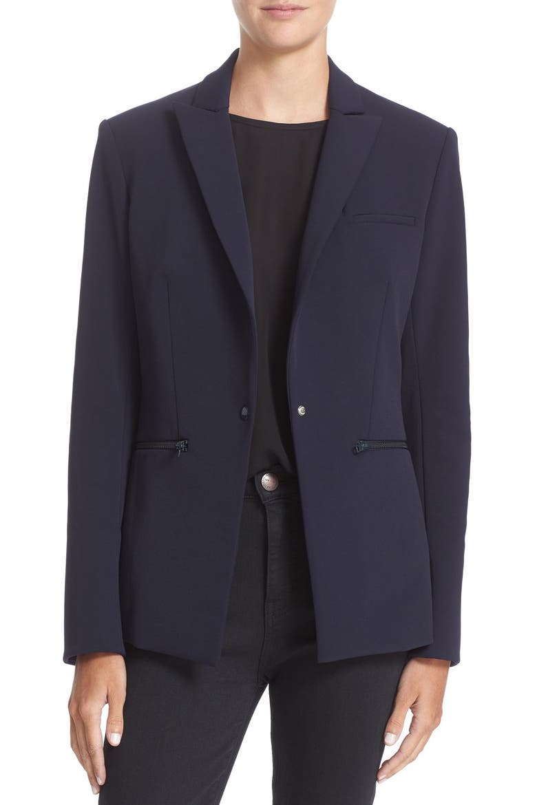 Scuba Knit Jacket, Main, color, NAVY
