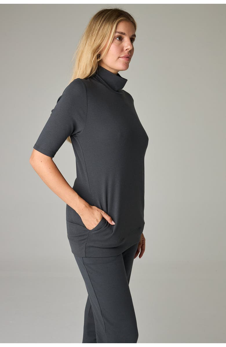 eavolu Acadia Aspen Eco-Luxe Rib Short-Sleeve Top - Ultra-Luxe Flow, Alternate, color, Slate