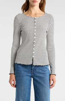 Vince Camuto Stripe Stretch Cotton Knit Top