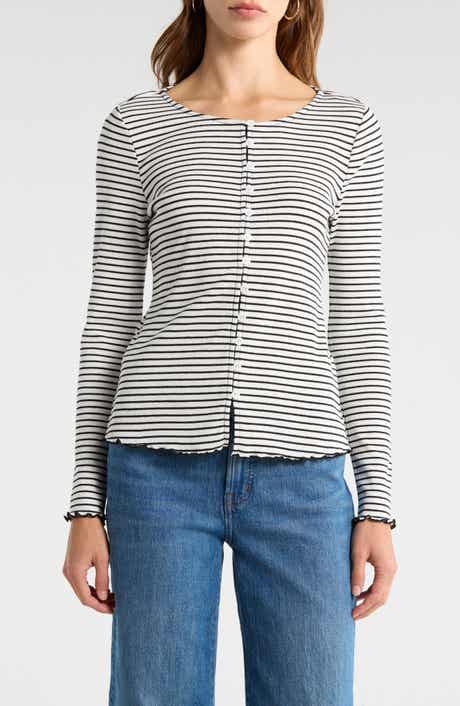 Vince Camuto Stripe Stretch Cotton Knit Top