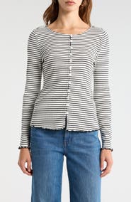 Vince Camuto Stripe Stretch Cotton Knit Top