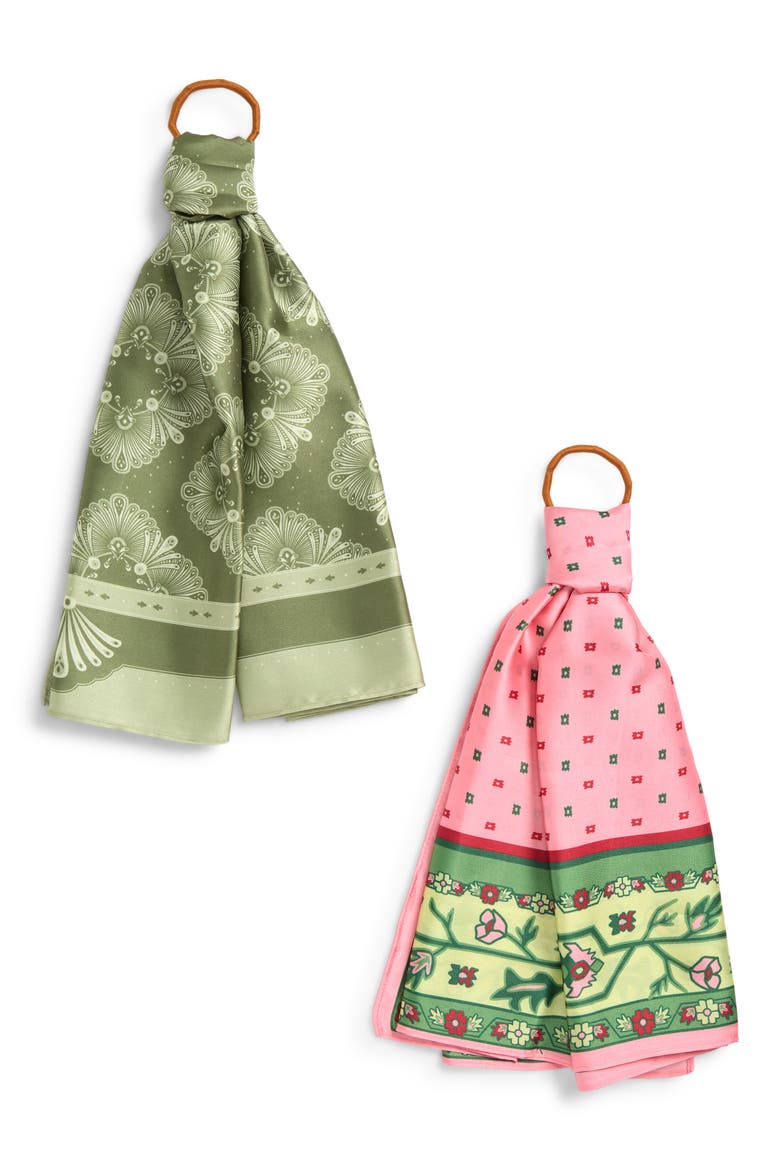 Assorted 2-Pack Satin Scarf, Alternate, color, PINK- GREEN COMBO