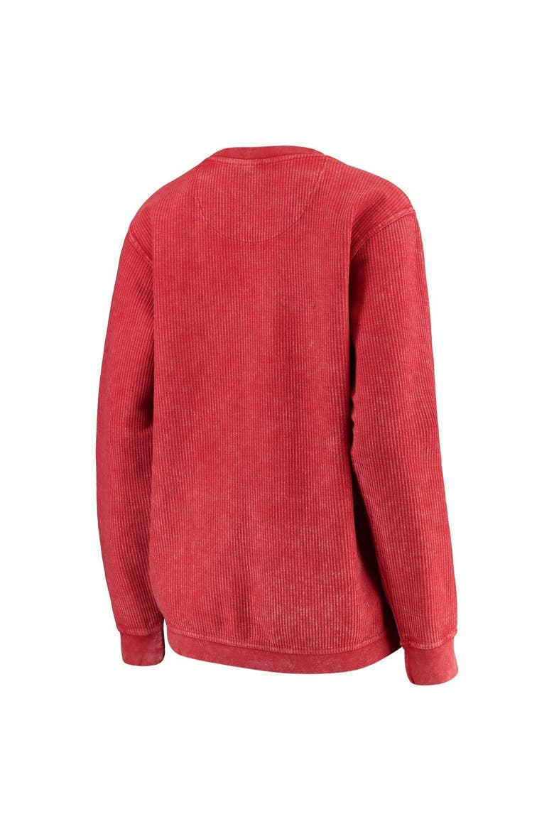 Women's Pressbox Red Texas Tech Red Raiders Comfy Cord Vintage Wash Basic Arch Pullover Sweatshirt, Alternate, color, Red