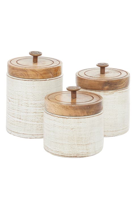 Farm House Set of 3 Ceramic Canisters