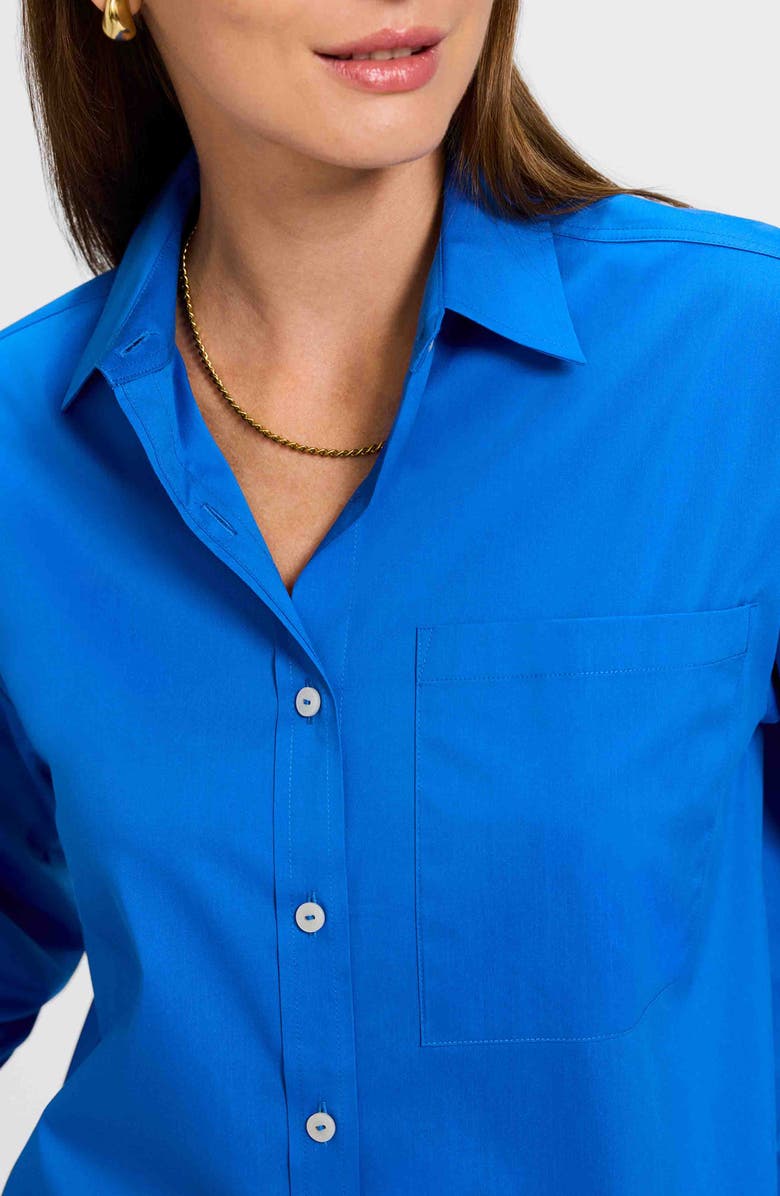 Foxcroft Marina Button-Up Cotton Blend Shirt, Alternate, color, Cobalt Blue
