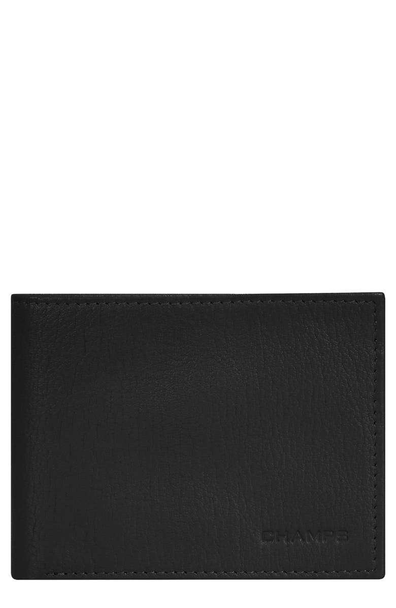 CHAMPS Iconic ID Flap Leather Bifold Wallet, Main, color, Black