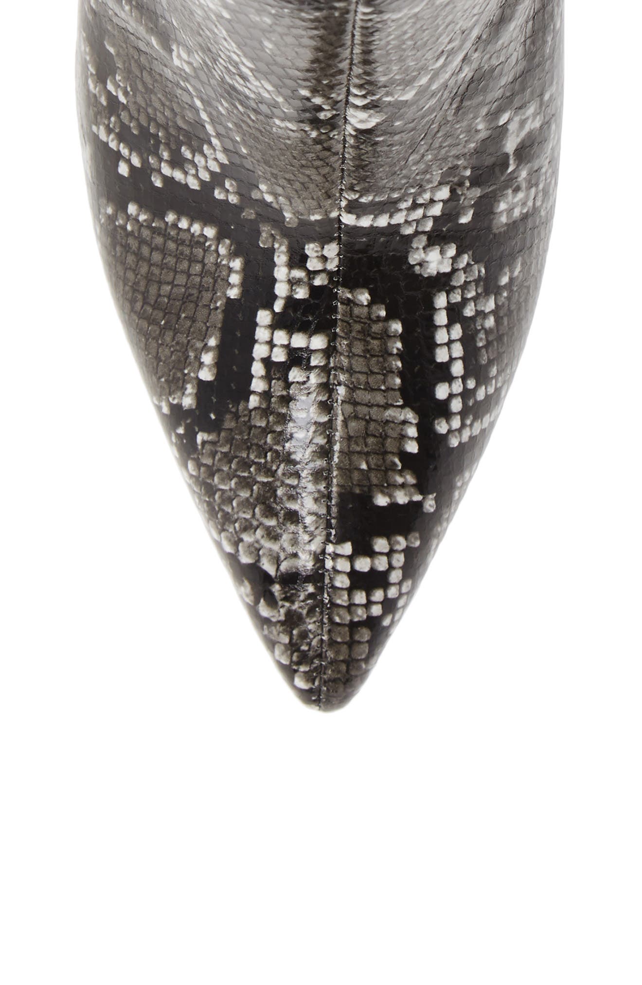 Lustful Bootie, Alternate, color, BLACK GREY SNAKE/ RED COMBO