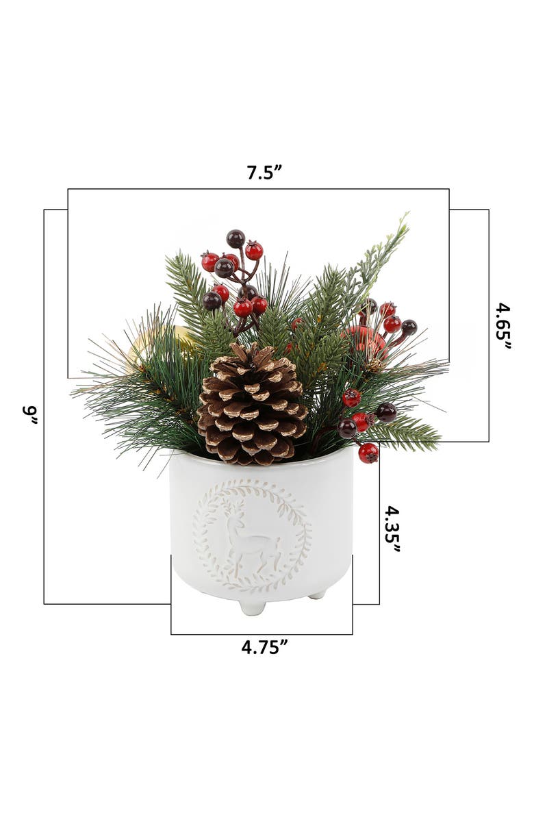 FLORA BUNDA Deer Wreath Christmas Mix Tabletop Decor, Alternate, color, Ivory