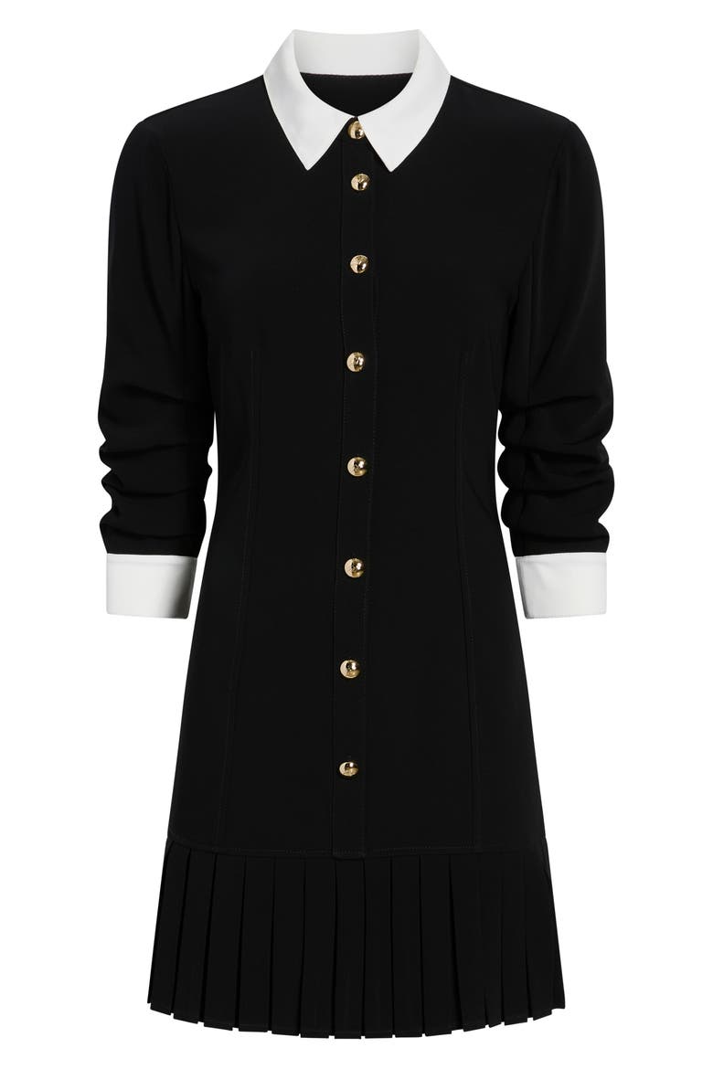 Lucilla Crepe Button-Up Minidress, Alternate, color, BLACK/ IVORY