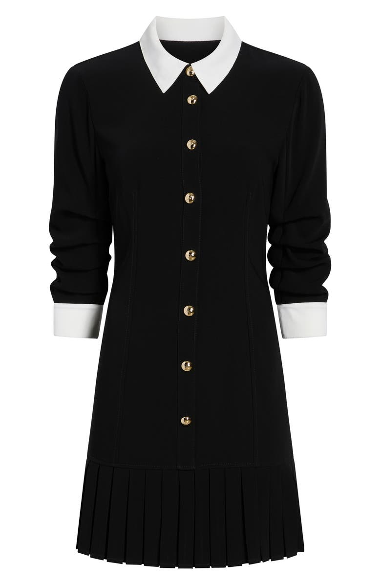 Cinq à Sept Lucilla Crepe Button-Up Minidress, Alternate, color, Black/ Ivory