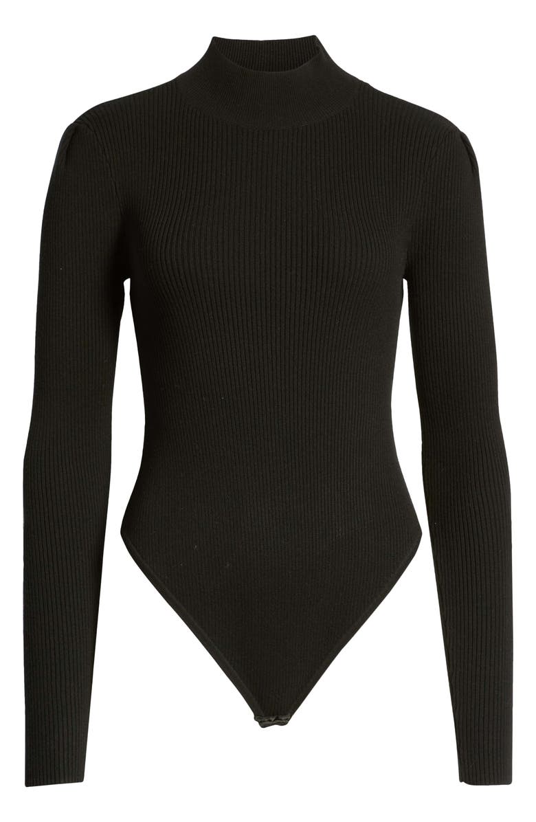 Open Edit Open Back Mock Neck Sweater Bodysuit, Alternate, color, 