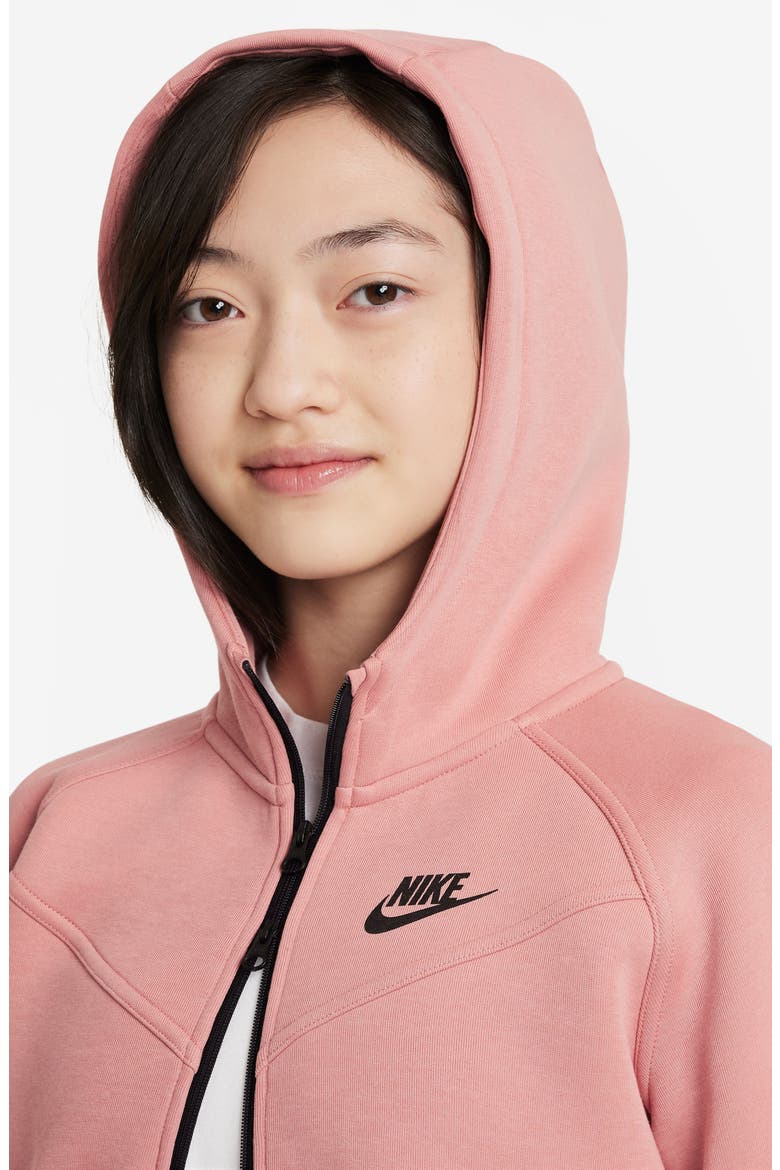 Kids' Tech Fleece Full Zip Hoodie, Alternate, color, RED STARDUST/ BLACK/ BLACK