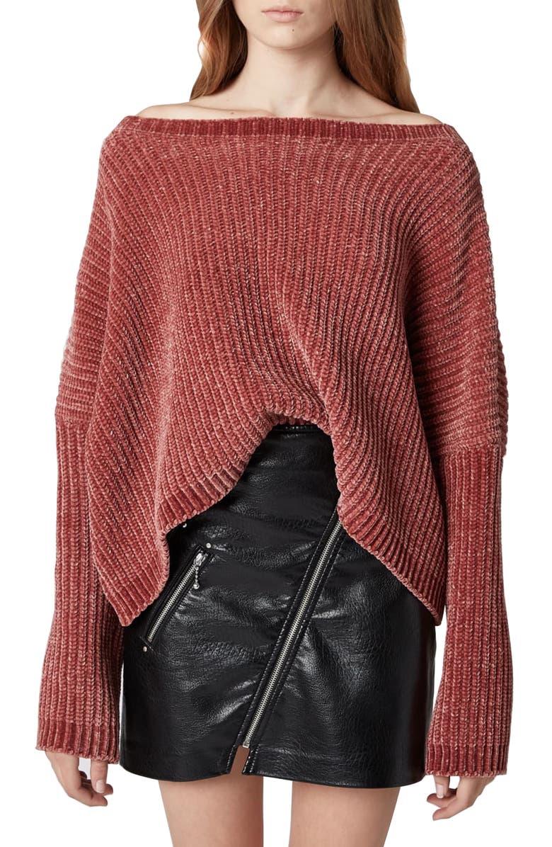 BLANKNYC Chenille Off the Shoulder Sweater, Main, color, 