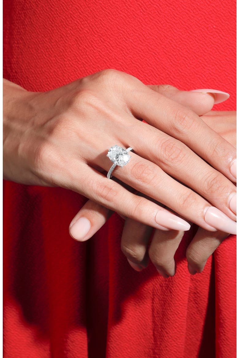 Oval Moissanite Pavé Ring, Alternate, color, WHITE