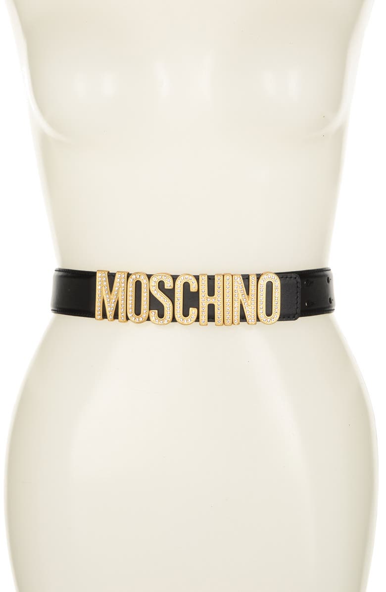 Moschino 'Moschino' Leather Belt, Main, color, 