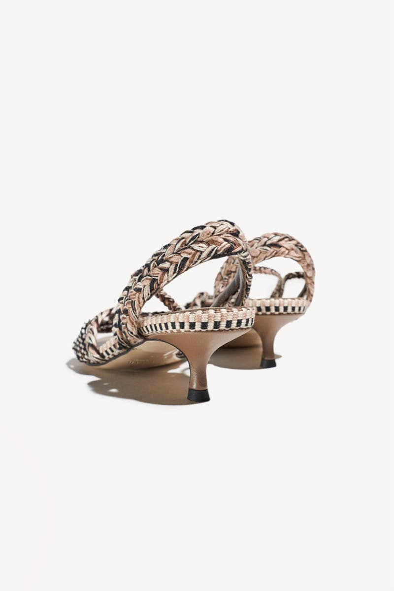 Aitana Braided Cotton Lace Up Kitten Heel Sandal, Alternate, color, Sand
