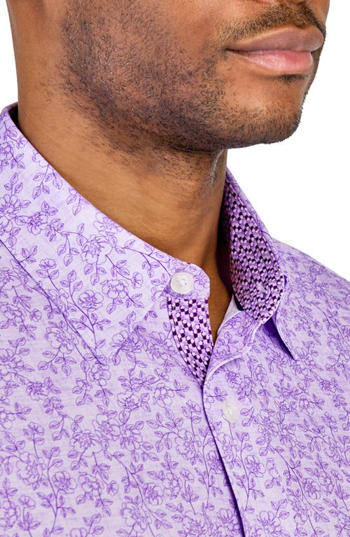 Construct Dainty Floral Woven Long Sleeve Shirt In Lilac