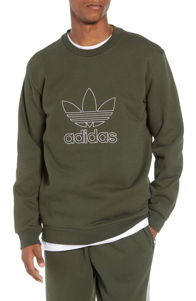 adidas Originals adidas Outline Trefoil Crewneck Sweatshirt, Main, color, 