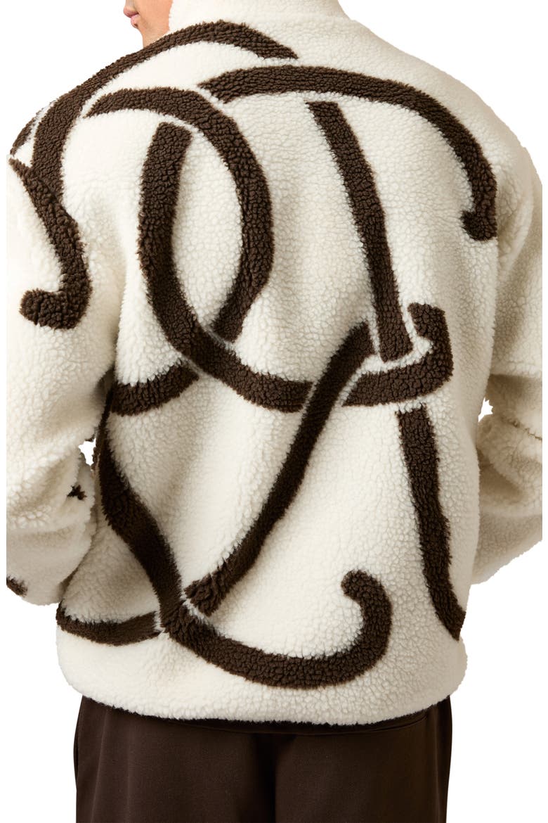 Kidd Logo Print High Pile Fleece Jacket, Alternate, color, WHITE/ BROWN
