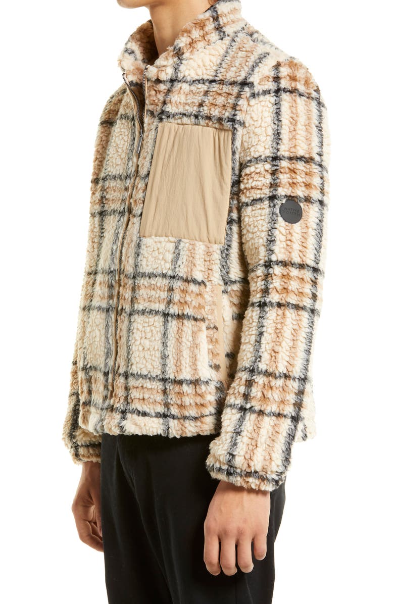 Native Youth Men's Check High Pile Fleece Jacket, Alternate, color,