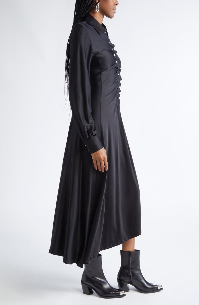 Rabanne Long Sleeve Draped Jersey Midi Dress, Alternate, color,