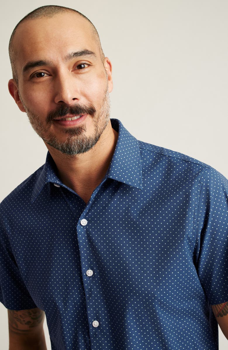 Bonobos Tech Slim Fit Dot Print Short Sleeve Performance Button-Up Shirt, Alternate, color,