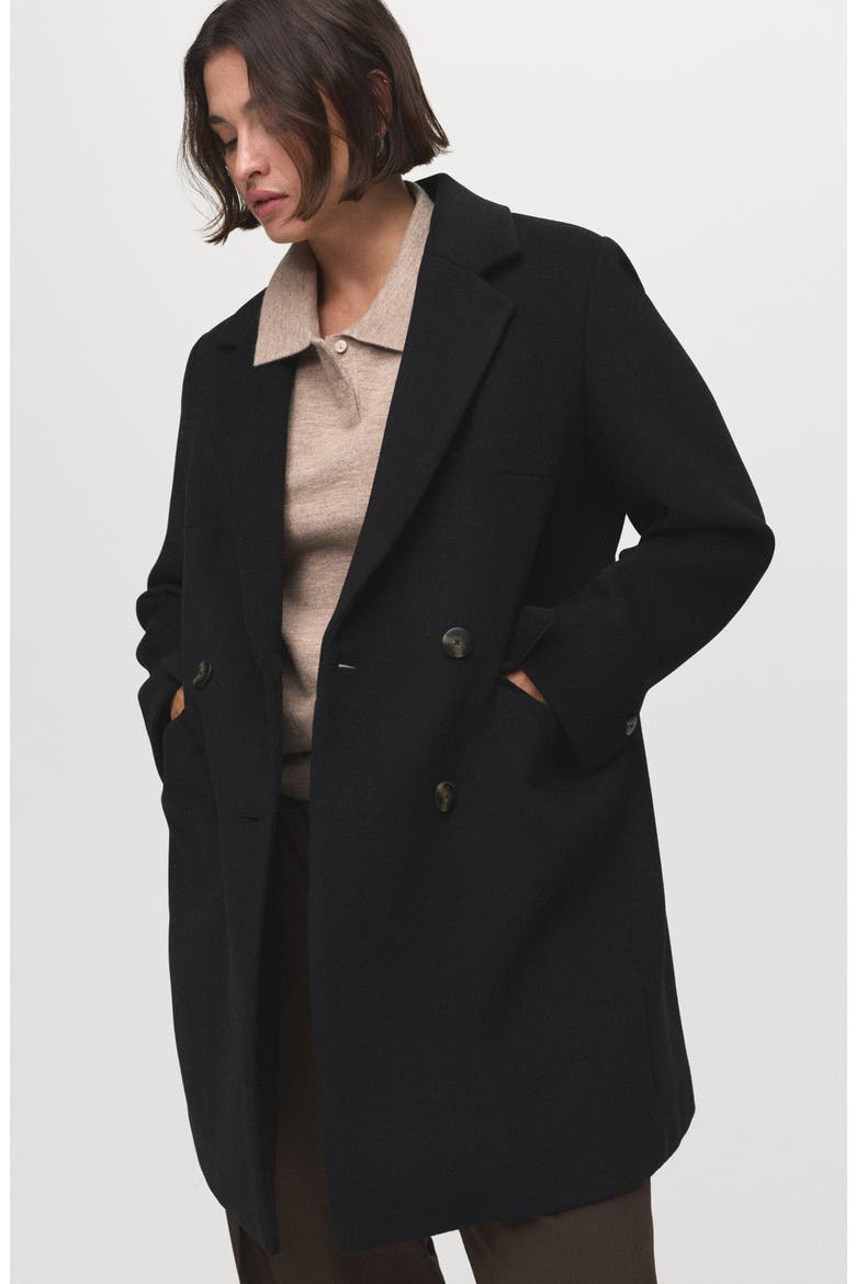 Double Breasted Coat, Alternate, color, BLACK