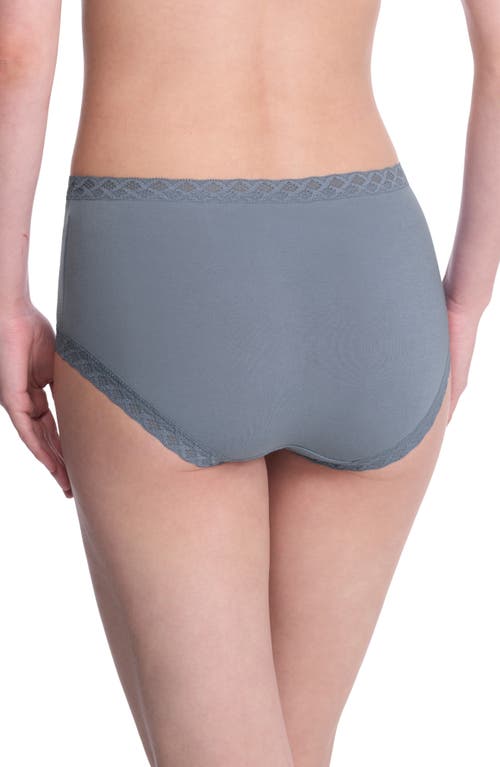 Natori Bliss Lace-trim High Rise Cotton Brief 755058 In Blue