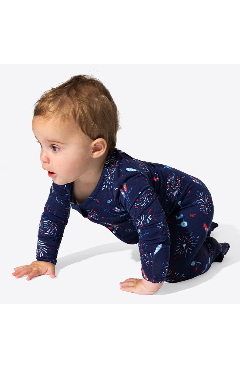 Bellabu Bear Fireworks Fitted Convertible One-Piece Pajamas, Alternate, color, 