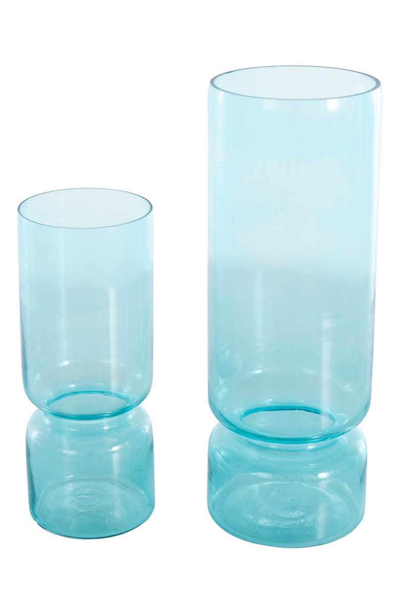 VIVIAN LUNE HOME Set Of 2 Glass Vases, Main, color, Blue