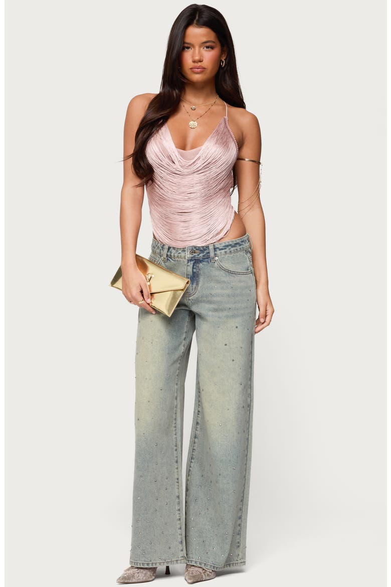 Elenie Fringe Cowl Neck Crossback Top, Alternate, color, LIGHT-PINK