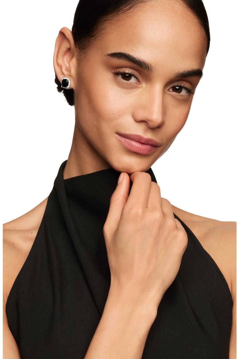 Châtelaine Pavé Bezel Stud Earrings with Diamonds, Alternate, color, BLACK ONYX