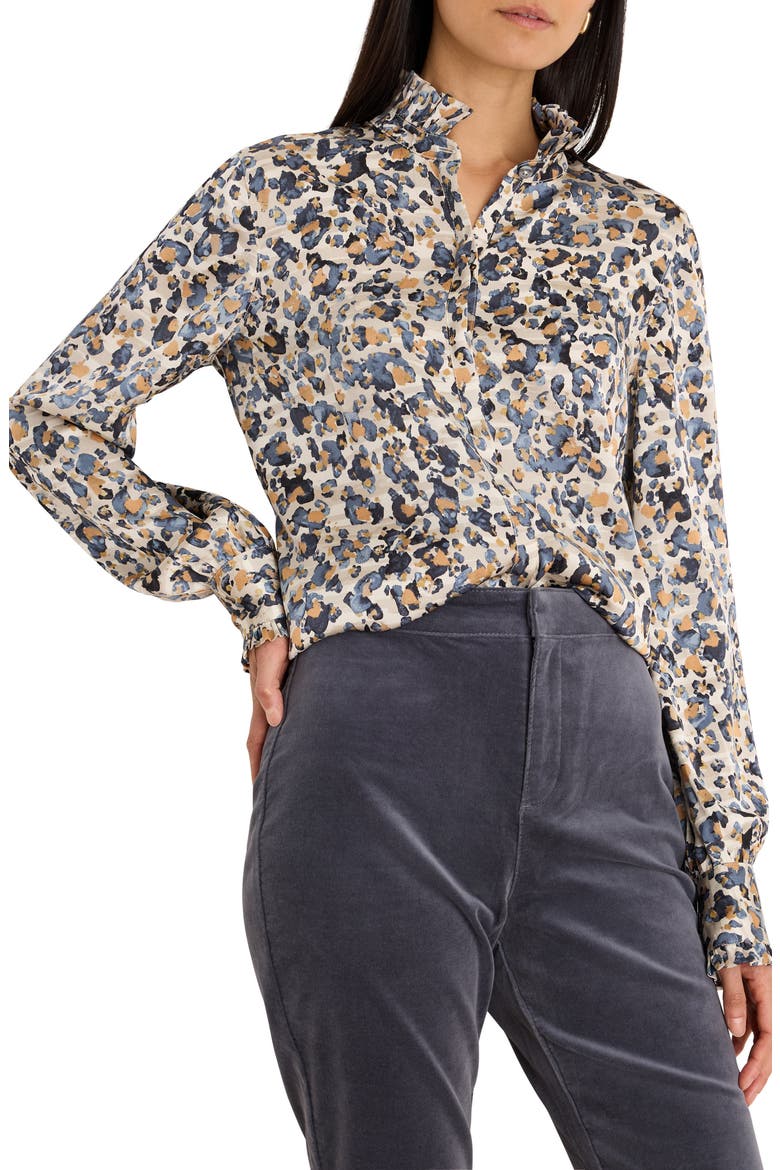 Gilded Flakes Ruffle Collar Shirt, Main, color, NEUTRAL MULTI