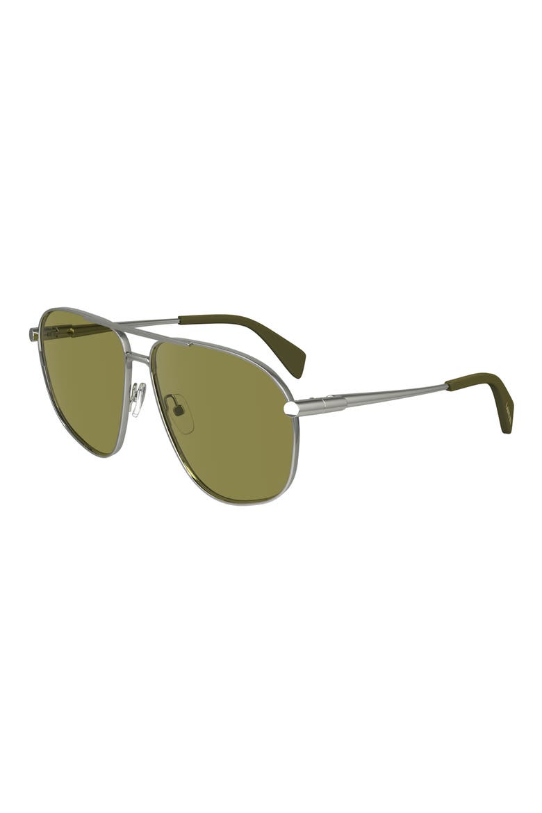 59mm Sequence Aviator Sunglasses, Alternate, color, SILVER/ OLIVEDNU