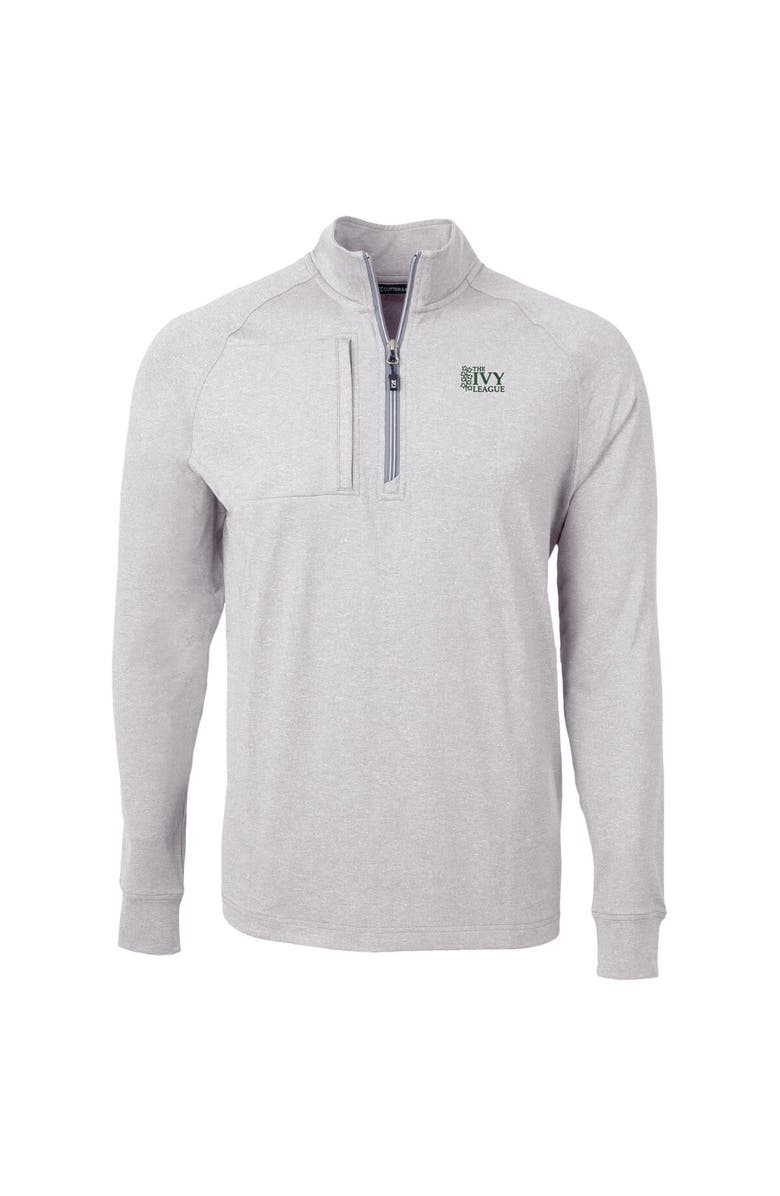 Cutter & Buck Men's Cutter & Buck  Heather Gray Ivy League Adapt Eco Knit Heathered Recycled Quarter-Zip Pullover Top, Alternate, color, 