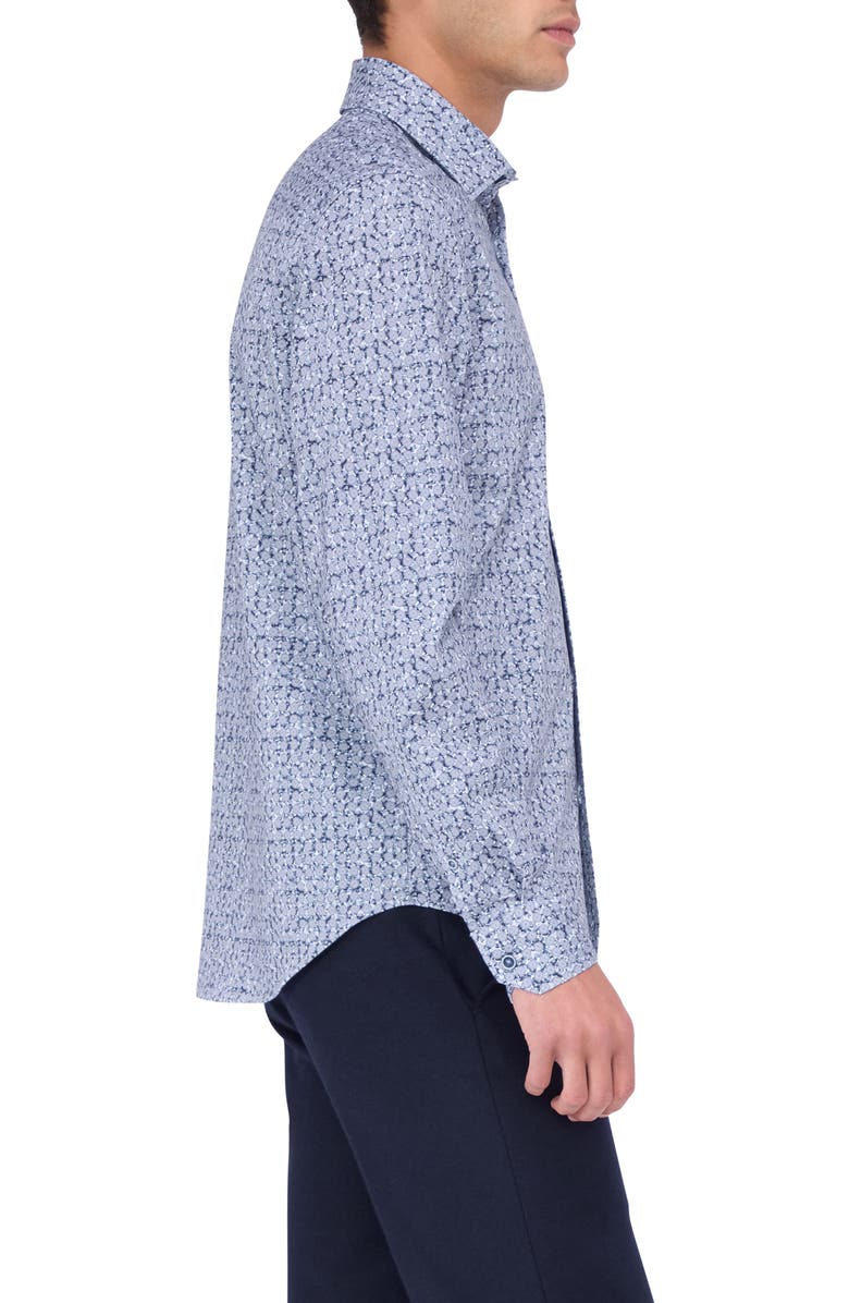 Bugatchi James OoohCotton<sup>®</sup> Medallion Print Button-Up Shirt, Alternate, color, Navy