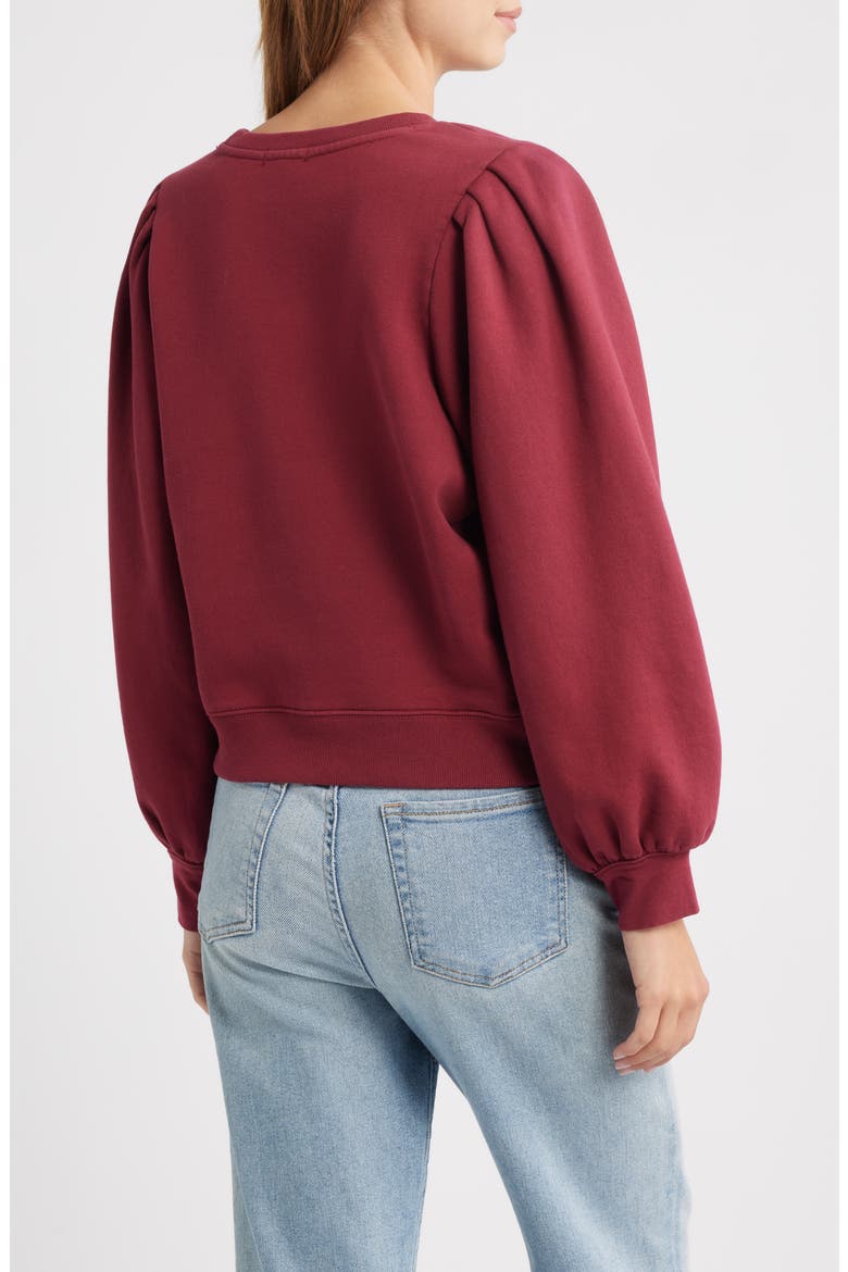 Tiffany Balloon Sleeve Cotton Sweatshirt, Alternate, color, MERLOT
