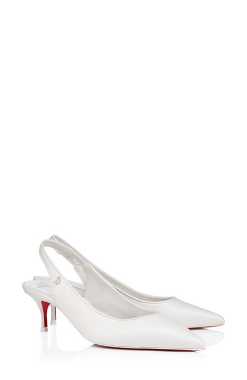 Christian Louboutin Sporty Kate 55 White Leather Slingbacks In Bianco