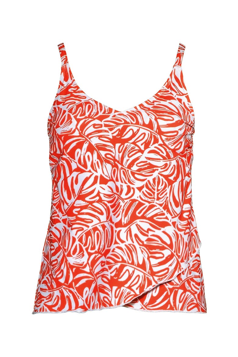 Tulip Hem Tankini Top, Alternate, color, Orange Mini Tropic Leaves