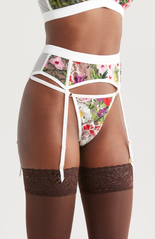 Kilo Brava Lace Garter Belt In Multicolor Floral
