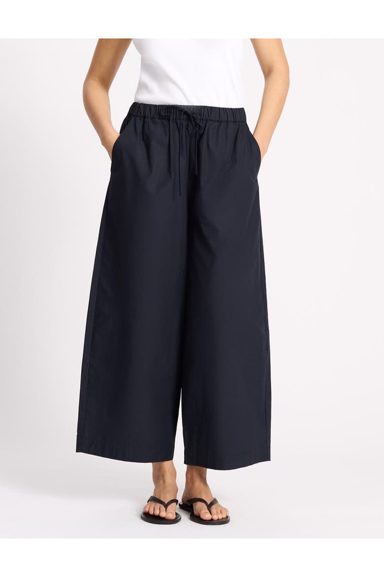 Drawstring Waist Barrel Leg Trouser, Main, color, Navy