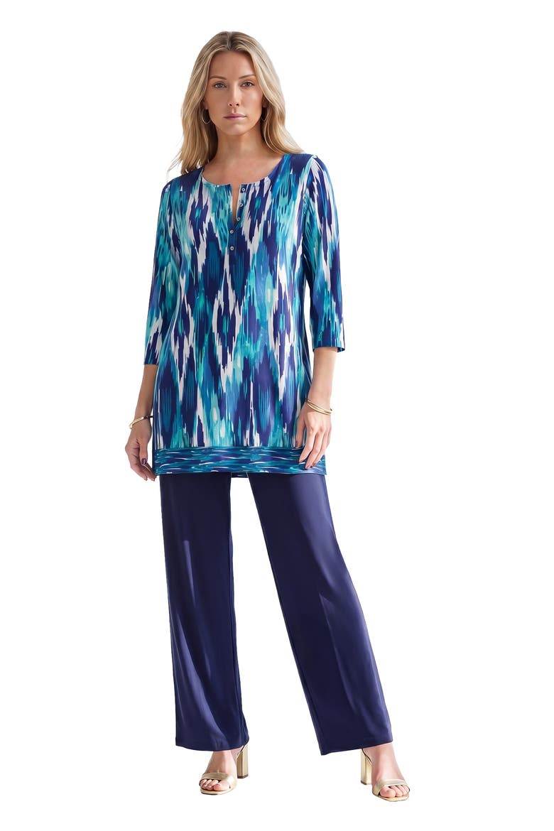 Henley Ultra Drape Tunic, Main, color, TURQ IKAT DIAMONDS