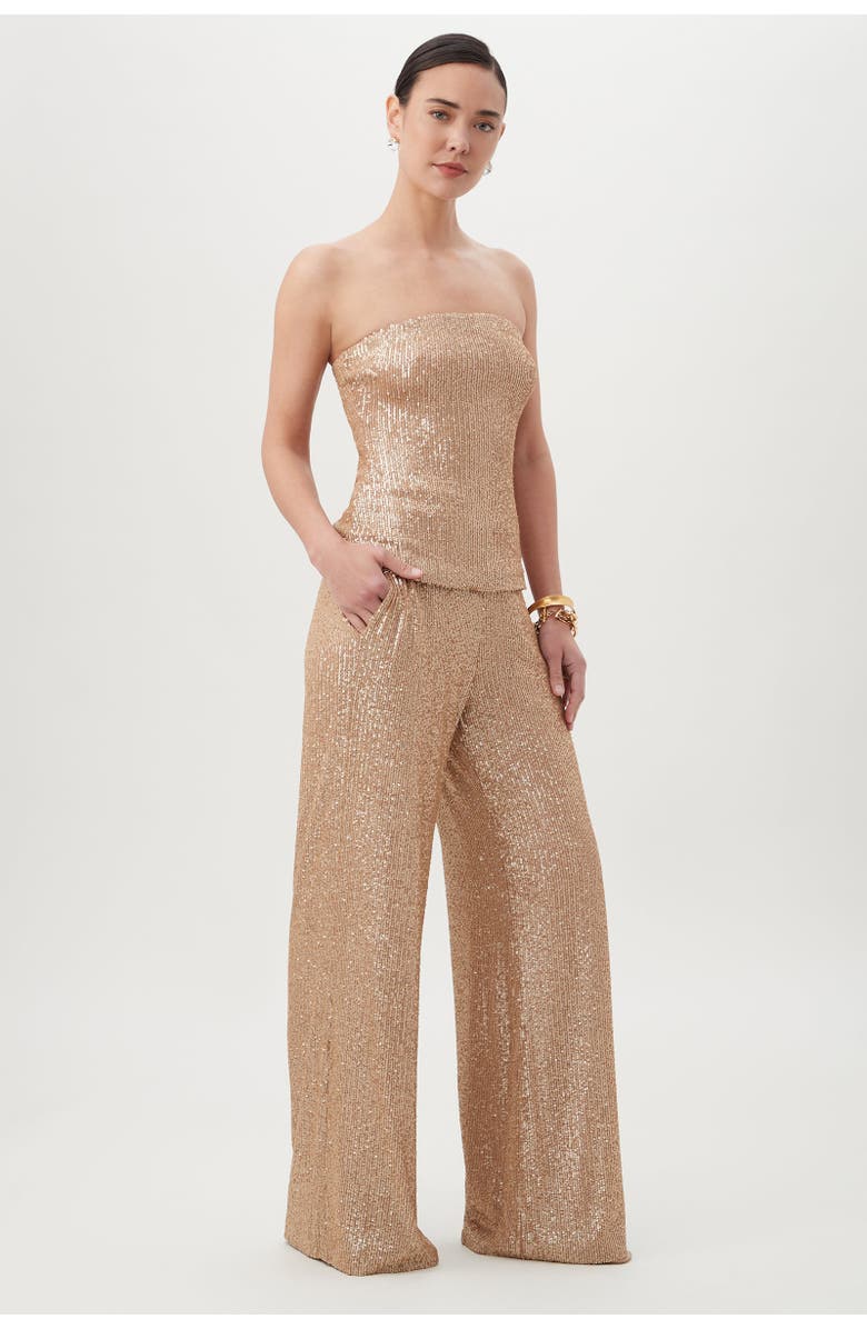 Trina Turk Atarashii Wide Leg Sequin Pant, Alternate, color, Gold