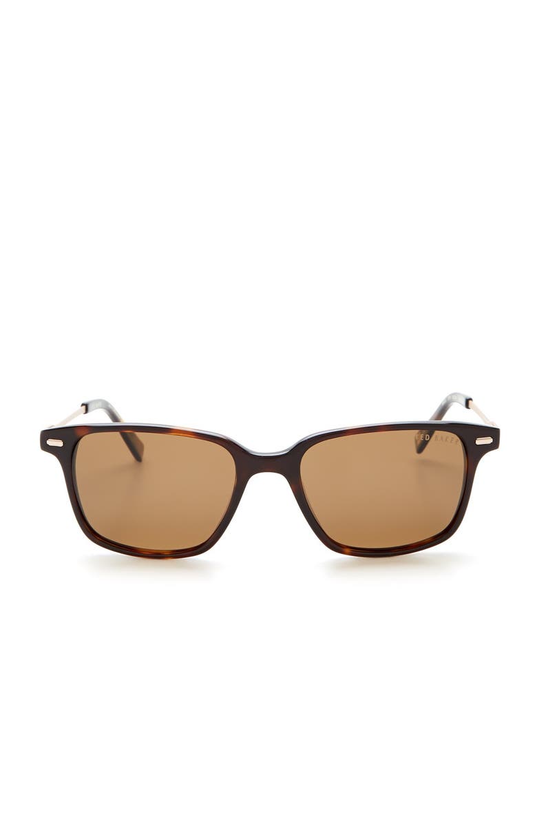 Ted Baker London 52mm Square Polarized Plastic Frame Sunglasses, Main, color, 