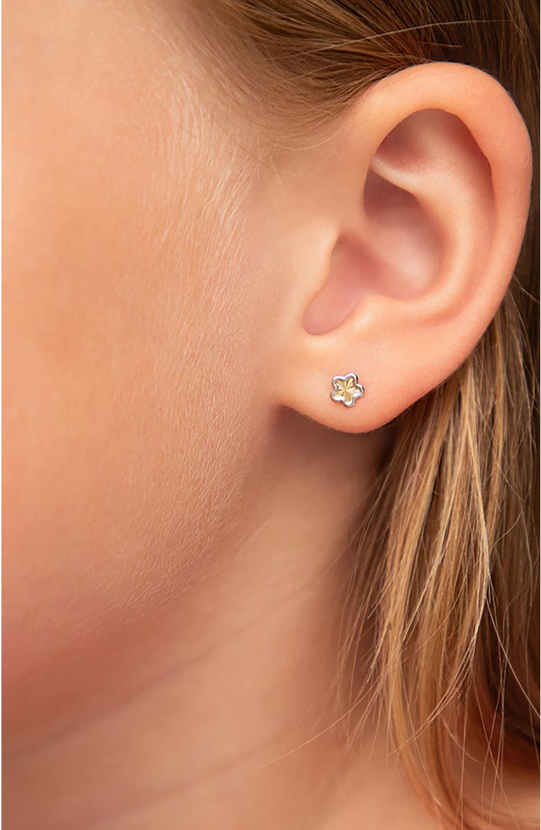 In Season Jewelry 14k Two Tone Flower Earrings, Alternate, color, Gold