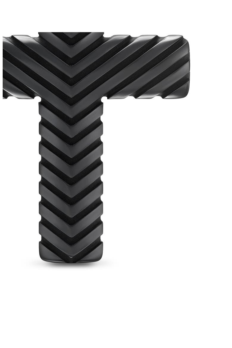 Men's Chevron Cross Pendant in Black Titanium, 36mm, Alternate, color, BLACK