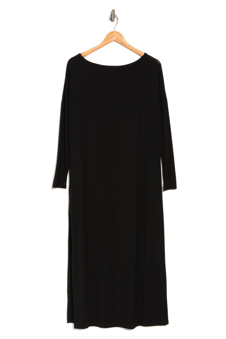Long Sleeve Maxi T-Shirt Dress, Alternate, color, BLACK