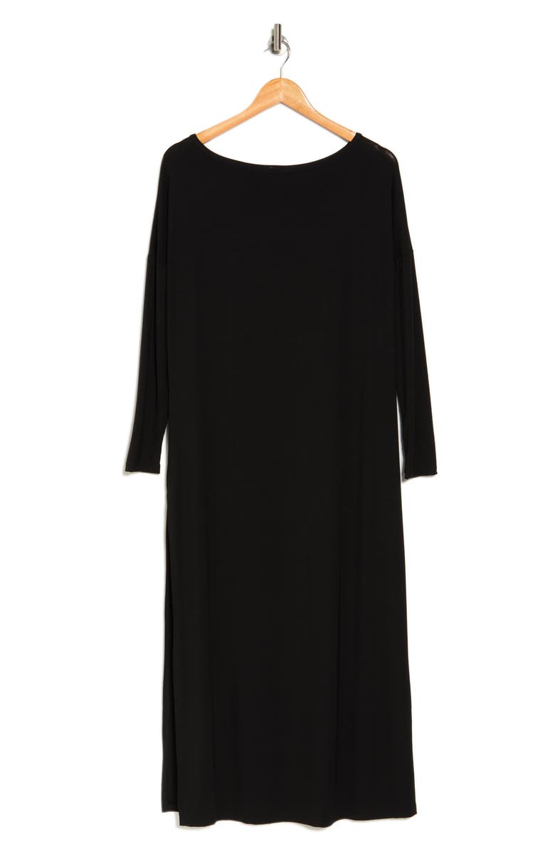 GO COUTURE Long Sleeve Maxi T-Shirt Dress, Alternate, color, Black