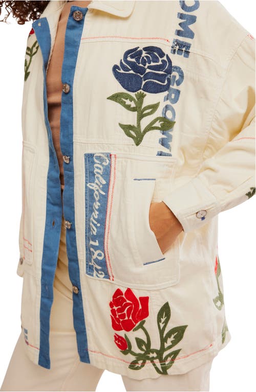 FREE PEOPLE FREE PEOPLE FIELD OF ROSES EMBROIDERED DENIM JACKET